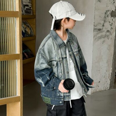 Gradient fashion kids jean jacket for boys spring autumn