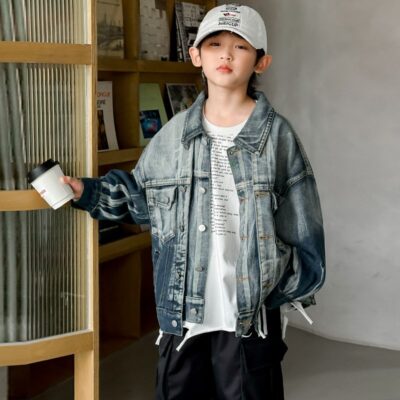 Gradient fashion kids jean jacket for boys spring autumn
