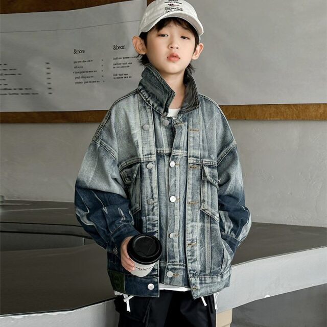 Gradient fashion kids jean jacket for boys spring autumn