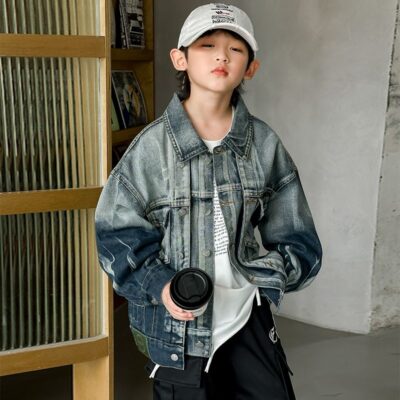 Gradient fashion kids jean jacket for boys spring autumn