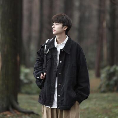 Japanese style loose casual autumn men’s jean jacket