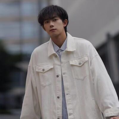 Japanese vintage loose casual men’s jean jacket for spring autumn