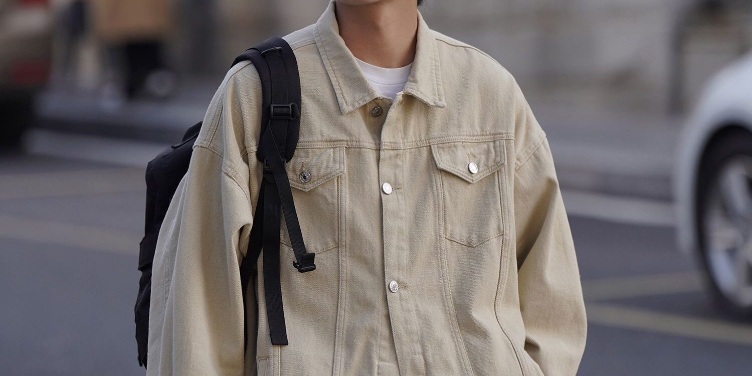 Japanese vintage loose casual men’s jean jacket for spring autumn