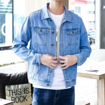 Casual versatile Korean style men’s jean jacket