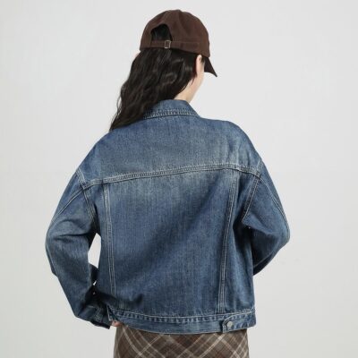 Autumn Korean cropped embroidered women’s jean jacket