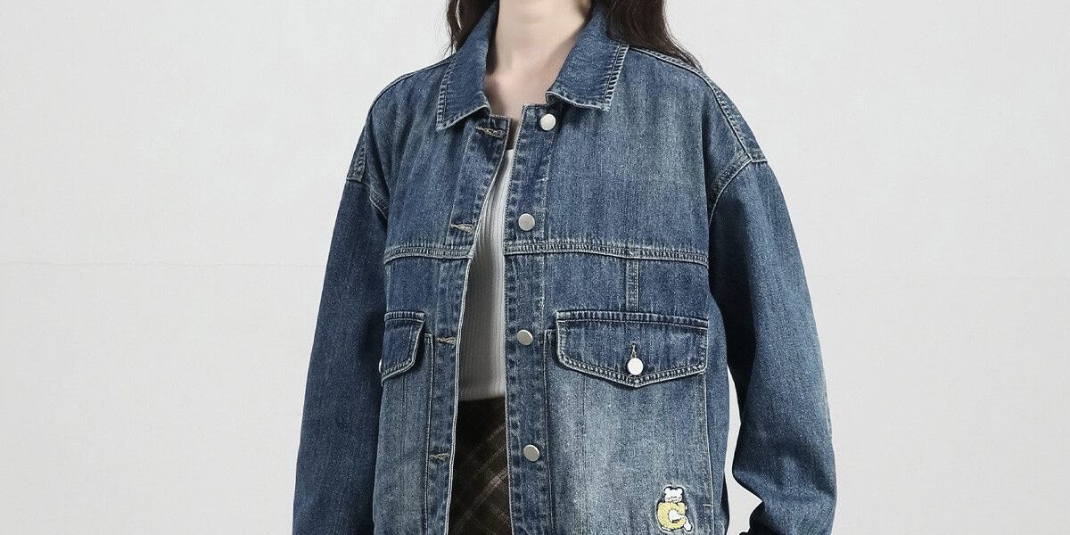 Autumn Korean cropped embroidered women’s jean jacket