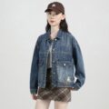 Autumn Korean cropped embroidered women’s jean jacket