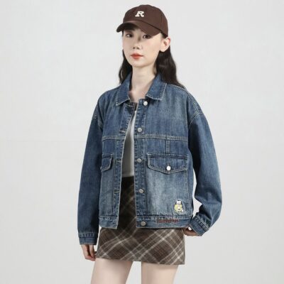 Autumn Korean cropped embroidered women’s jean jacket