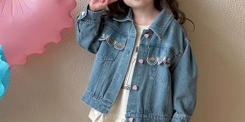 Spring autumn Korean style fashion kids jean jacket for girls