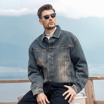 Spring autumn Korean style loose men’s jean jacket