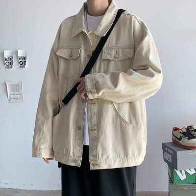 Spring autumn Korean style loose casual men’s jean jacket