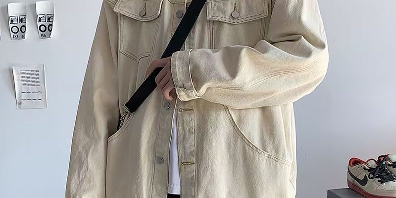 Spring autumn Korean style loose casual men’s jean jacket