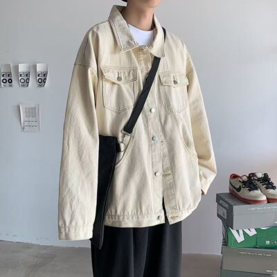 Spring autumn Korean style loose casual men’s jean jacket