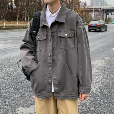 Spring autumn Korean style loose casual men’s jean jacket