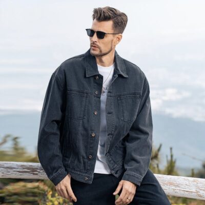 Spring autumn Korean style loose men’s jean jacket