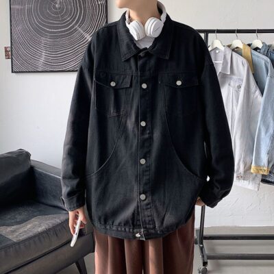 Spring autumn Korean style loose casual men’s jean jacket