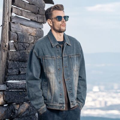 Spring autumn Korean style loose men’s jean jacket