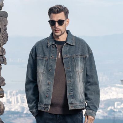 Spring autumn Korean style loose men’s jean jacket