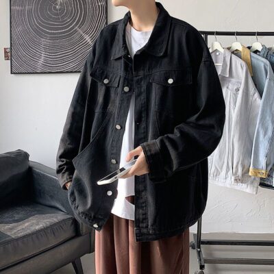 Spring autumn Korean style loose casual men’s jean jacket