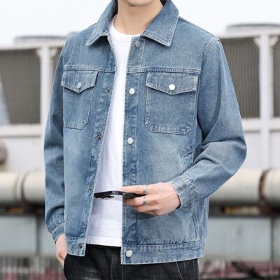 Spring autumn Korean style fashion men’s jean jacket
