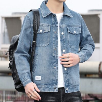 Spring autumn Korean style fashion men’s jean jacket