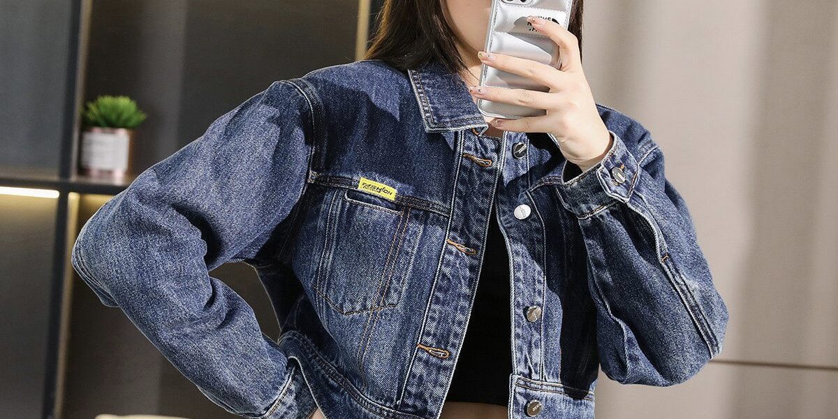 Autumn minimalist cropped collar women’s jean jacket