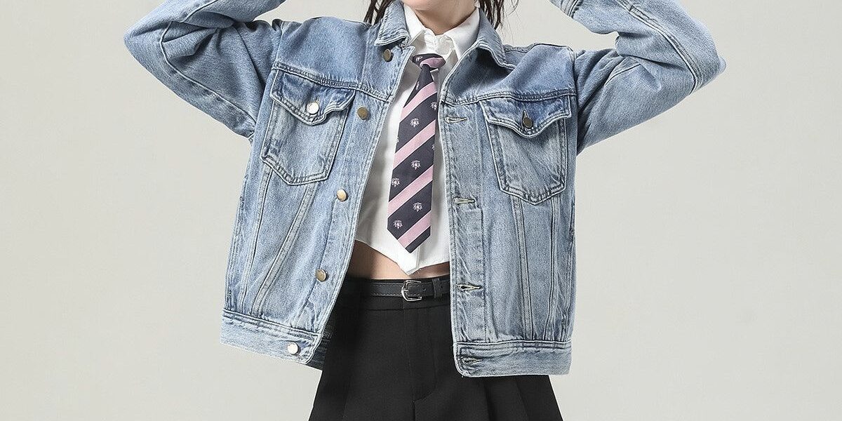 Autumn solid color cropped casual women’s jean jacket