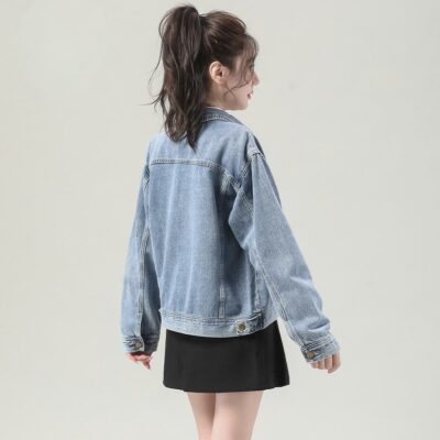 Autumn solid color cropped casual women’s jean jacket