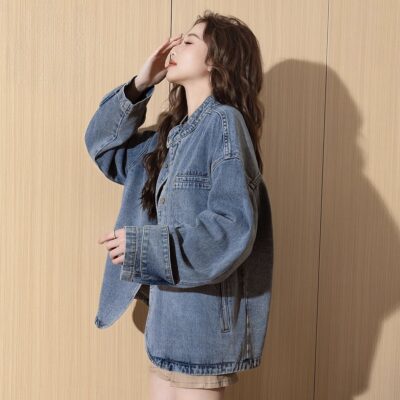 Autumn stand collar vintage women’s jean jacket