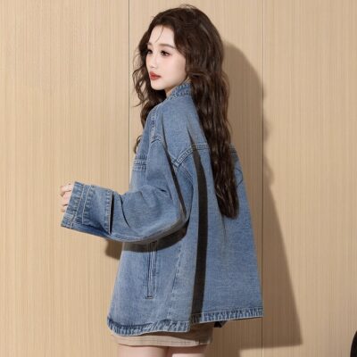 Autumn stand collar vintage women’s jean jacket