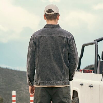 American vintage autumn collar men’s jean jacket