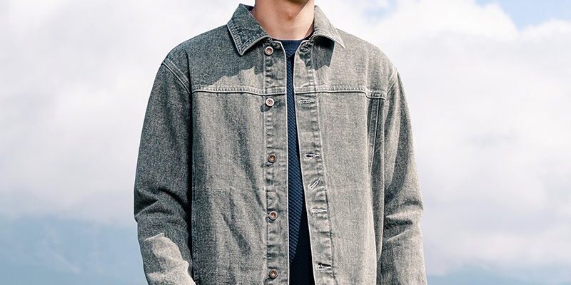 American vintage autumn collar men’s jean jacket