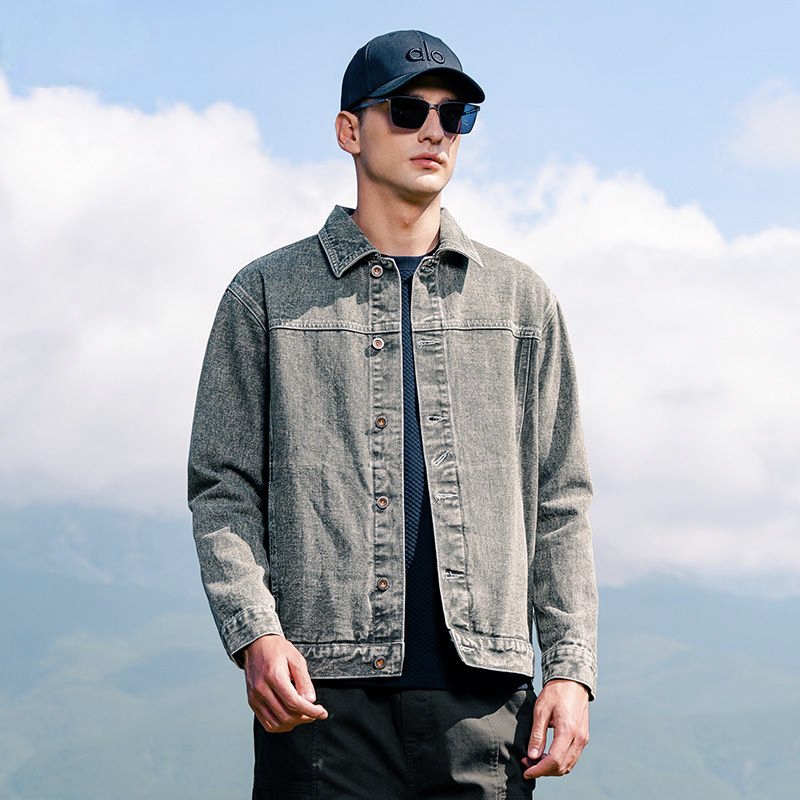 American vintage autumn collar men’s jean jacket