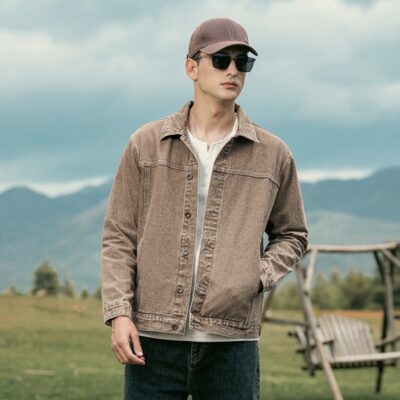 American vintage autumn collar men’s jean jacket