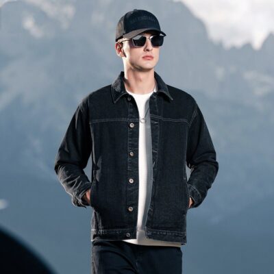 American vintage autumn collar men’s jean jacket
