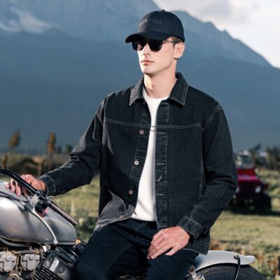 American vintage autumn collar men’s jean jacket