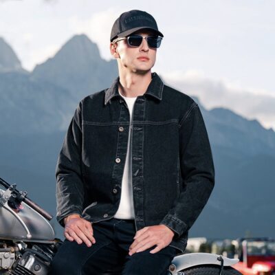 American vintage autumn collar men’s jean jacket