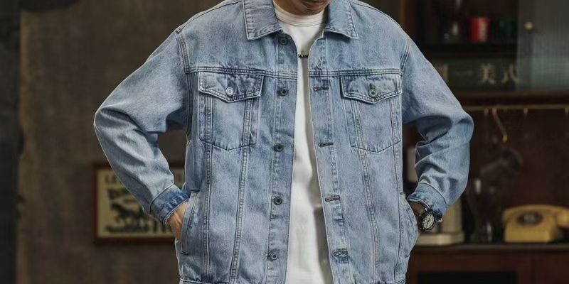 Spring vintage collar loose fashion men’s jean jacket