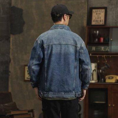 Spring vintage collar loose fashion men’s jean jacket