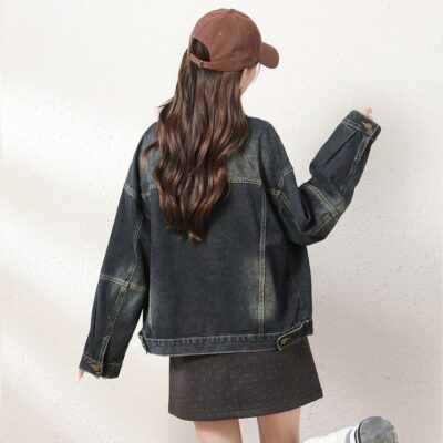Autumn loose vintage collar women’s jean jacket