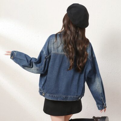 Vintage collar autumn cropped women’s jean jacket