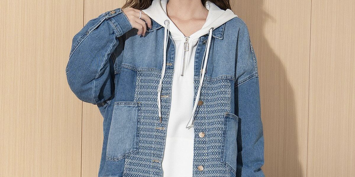 Autumn cropped vintage patchwork hooded women’s jean jacket