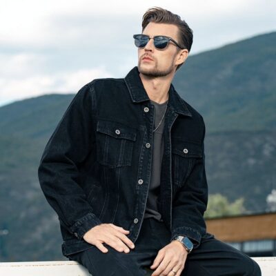 American vintage autumn loose collar men’s jean jacket