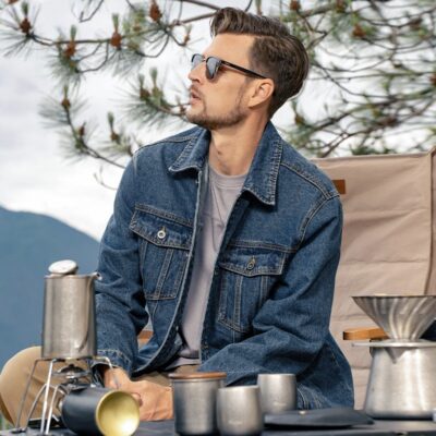 American vintage autumn loose collar men’s jean jacket