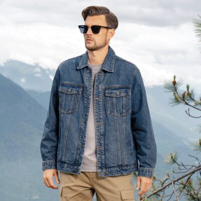 American vintage autumn loose collar men’s jean jacket