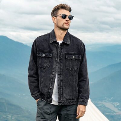 American vintage autumn loose collar men’s jean jacket