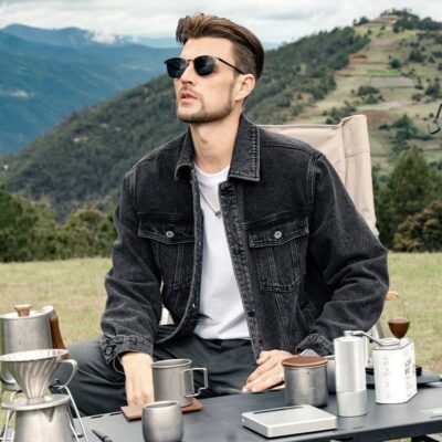 American vintage autumn loose collar men’s jean jacket