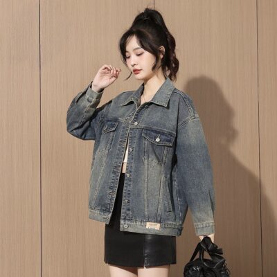 Vintage autumn loose versatile women’s jean jacket