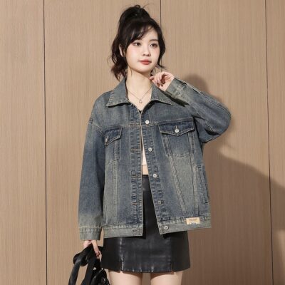Vintage autumn loose versatile women’s jean jacket