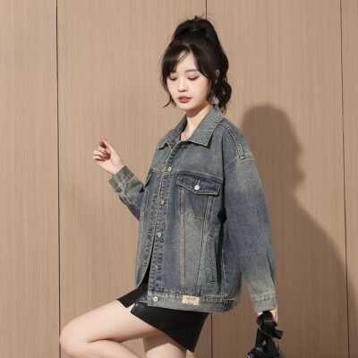 Vintage autumn loose versatile women’s jean jacket